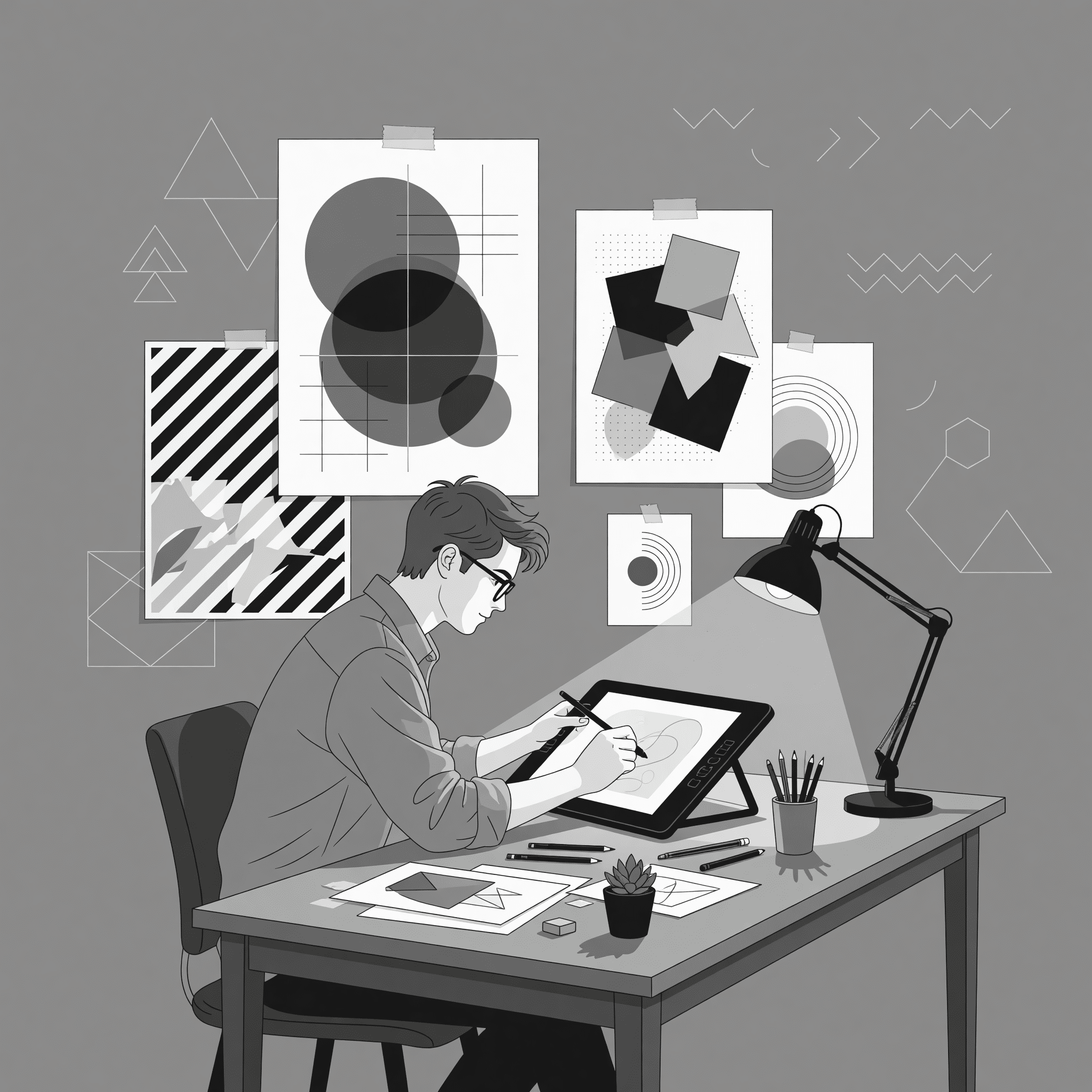 Ejemplo de diseño gráfico freelance monocromático